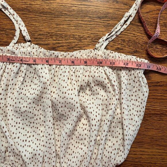 E&M Ivory Dotted Spaghetti Strap Cropped Ruched Top Size S NWT - Picture 8 of 11